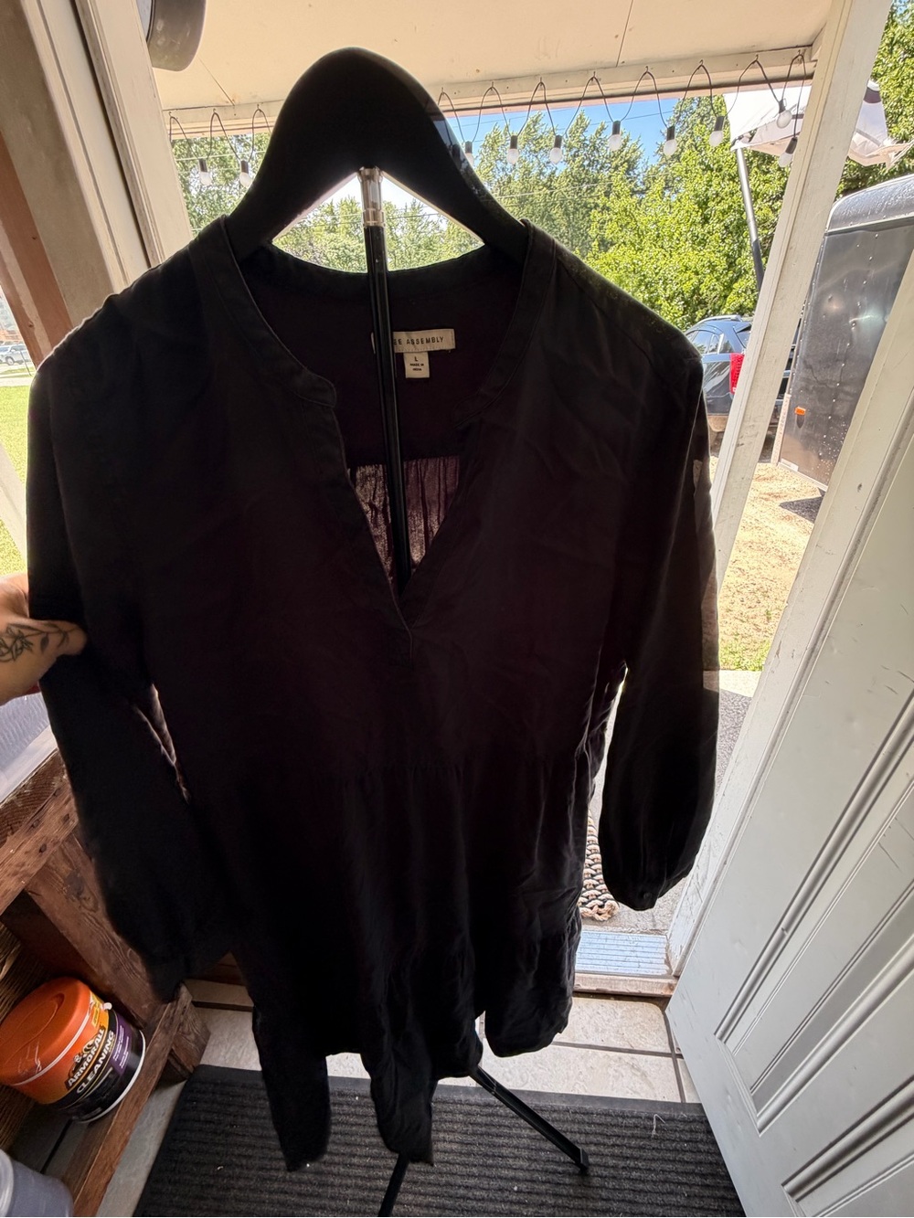 Eileen Fisher Black V-Neck Long-Sleeve Tunic